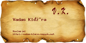 Vadas Klára névjegykártya
